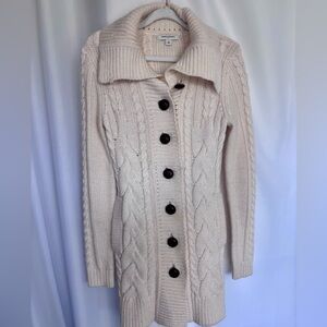 Banana Republic Cream Cable Knit button up long Cardigan